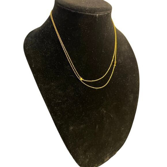 Jennifer Zeuner Jewelry JZJ Gold Tone Double Chain Star Delicate Necklace - Picture 3 of 4